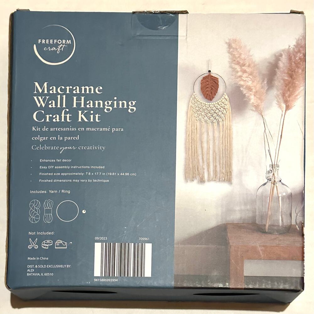 NIB Macrame Wall Hanging Craft Kit DIY Boho Home Decor - Picture 4 of 5